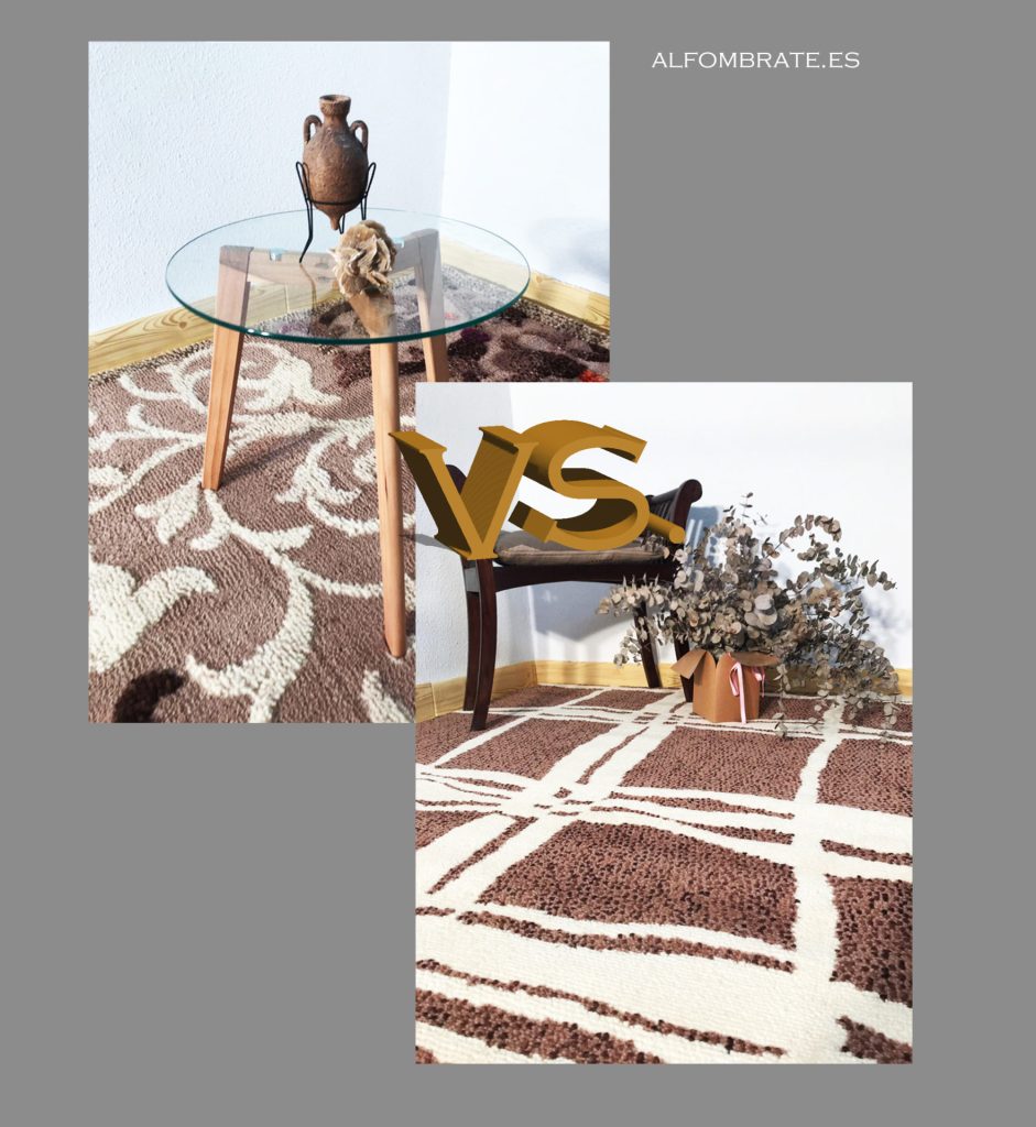 Usando alfombras para crear contraste entre estilos clásico y moderno